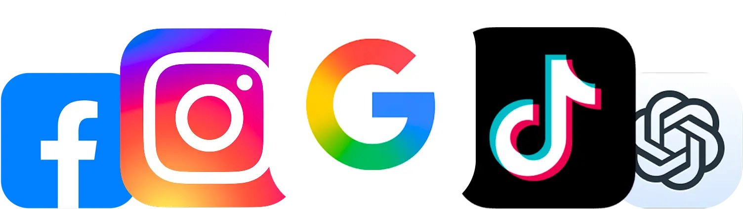 Facebook, Instagram, Google, TikTok, ChatGPT