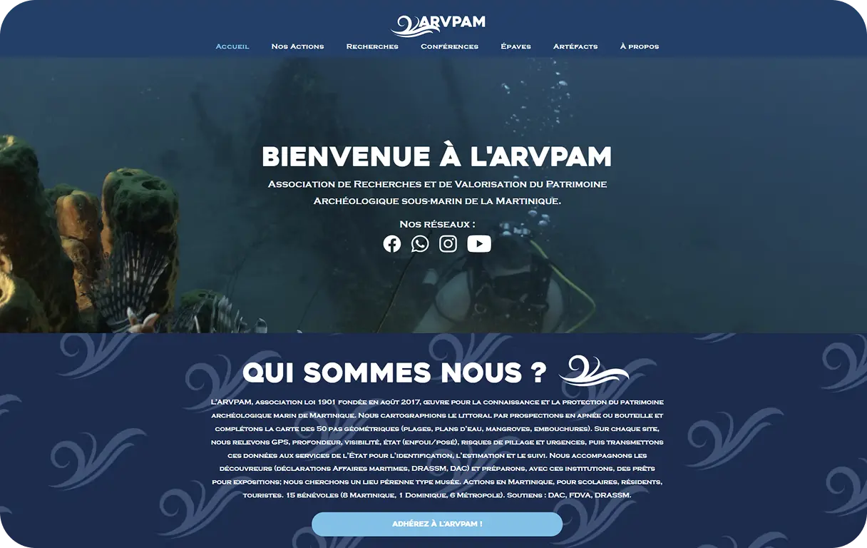 Aperçu du site web ARVPAM - projet SEO WebCraft Martinique